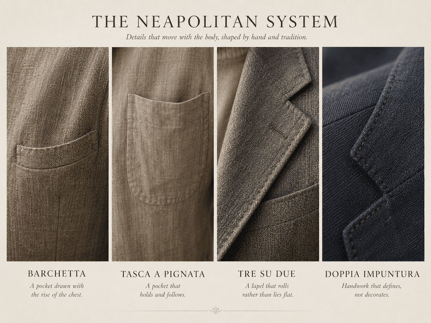 Neapolitan tailoring system details