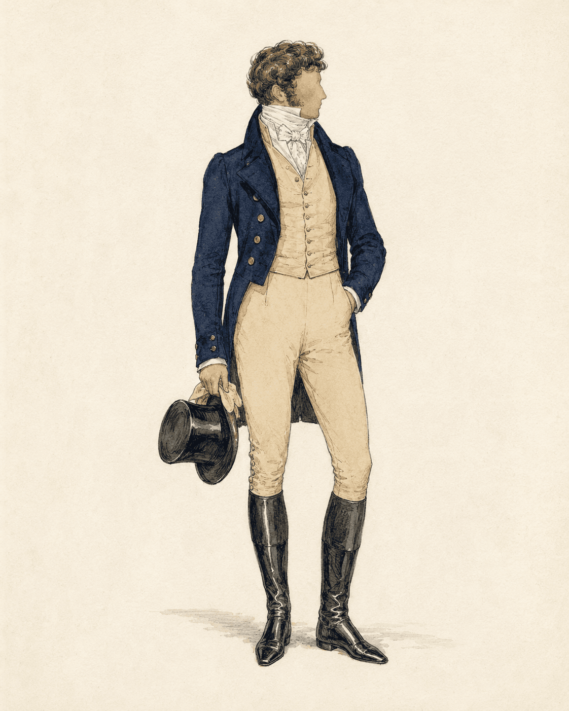Beau Brummell blue and buff uniform illustration