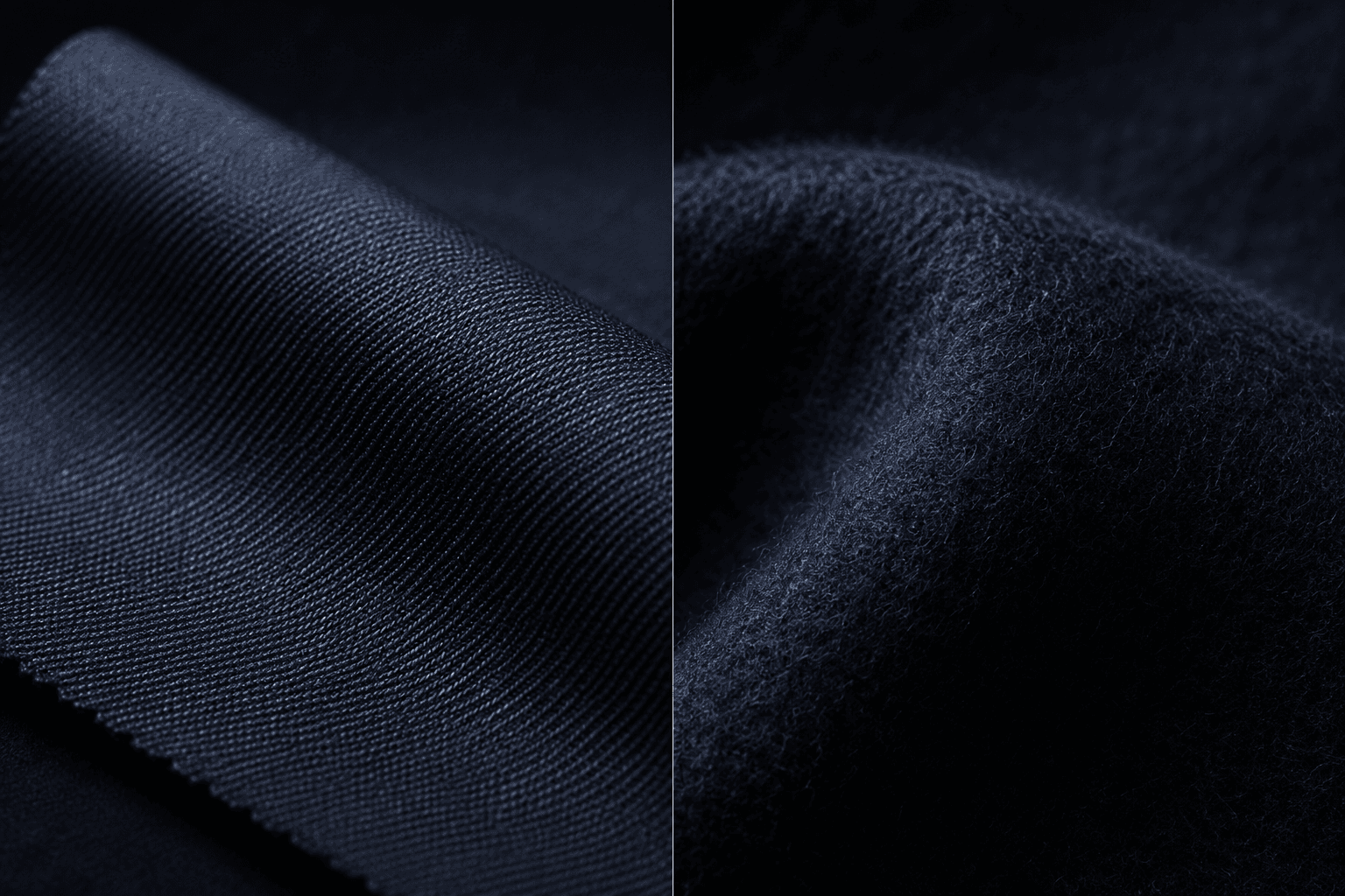 Worsted and flannel navy cloth comparison