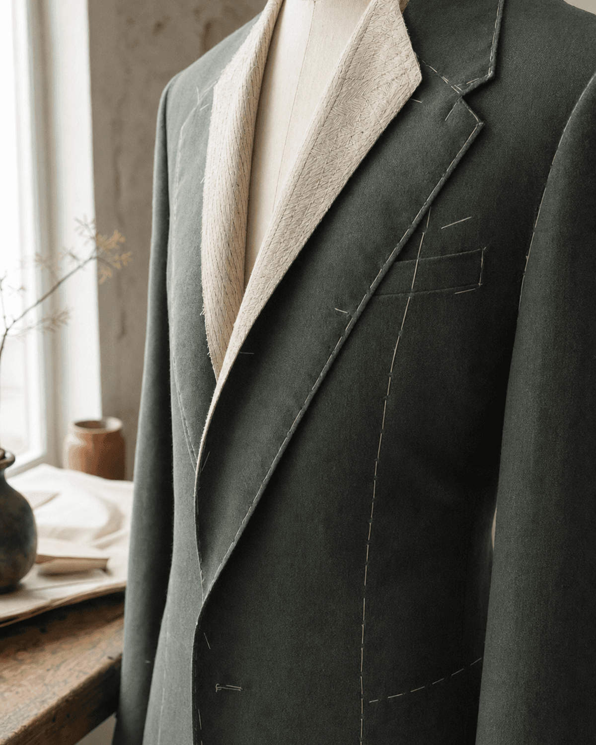 Lapel and chest tailoring detail