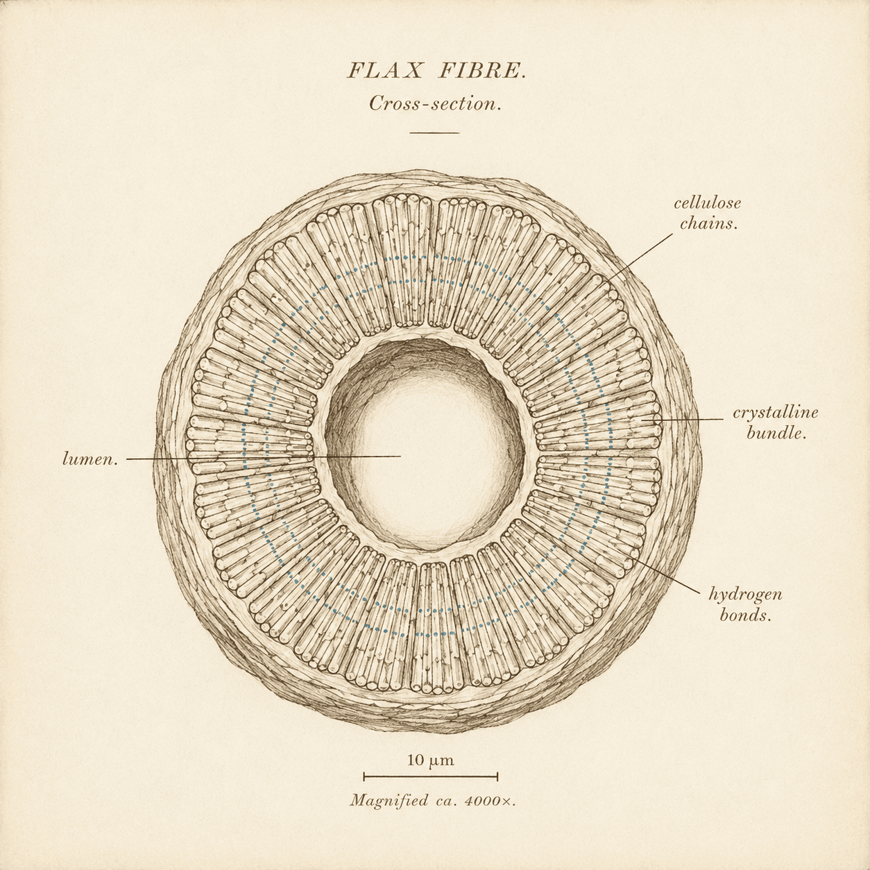 Cellulose fibre cross-section illustration