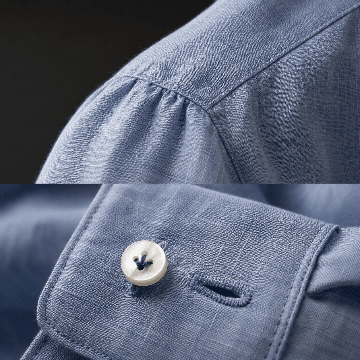 Neapolitan linen shirt construction detail
